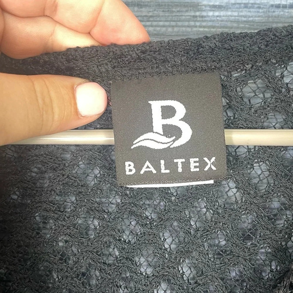 Baltex Long sleeve Black button Front Swimsuit Cover Open Knit Cardigan XL - Picture 2 of 5